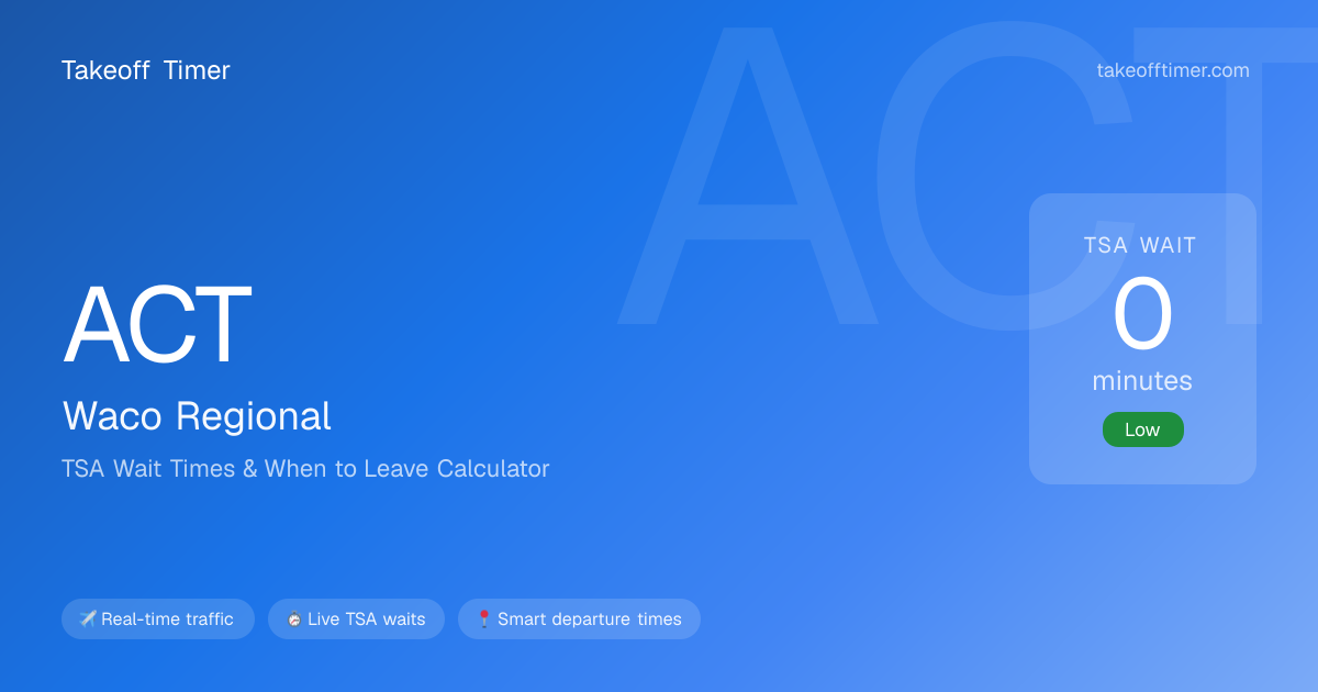 ACT TSA Wait Times | Waco - When to Leave Calculator